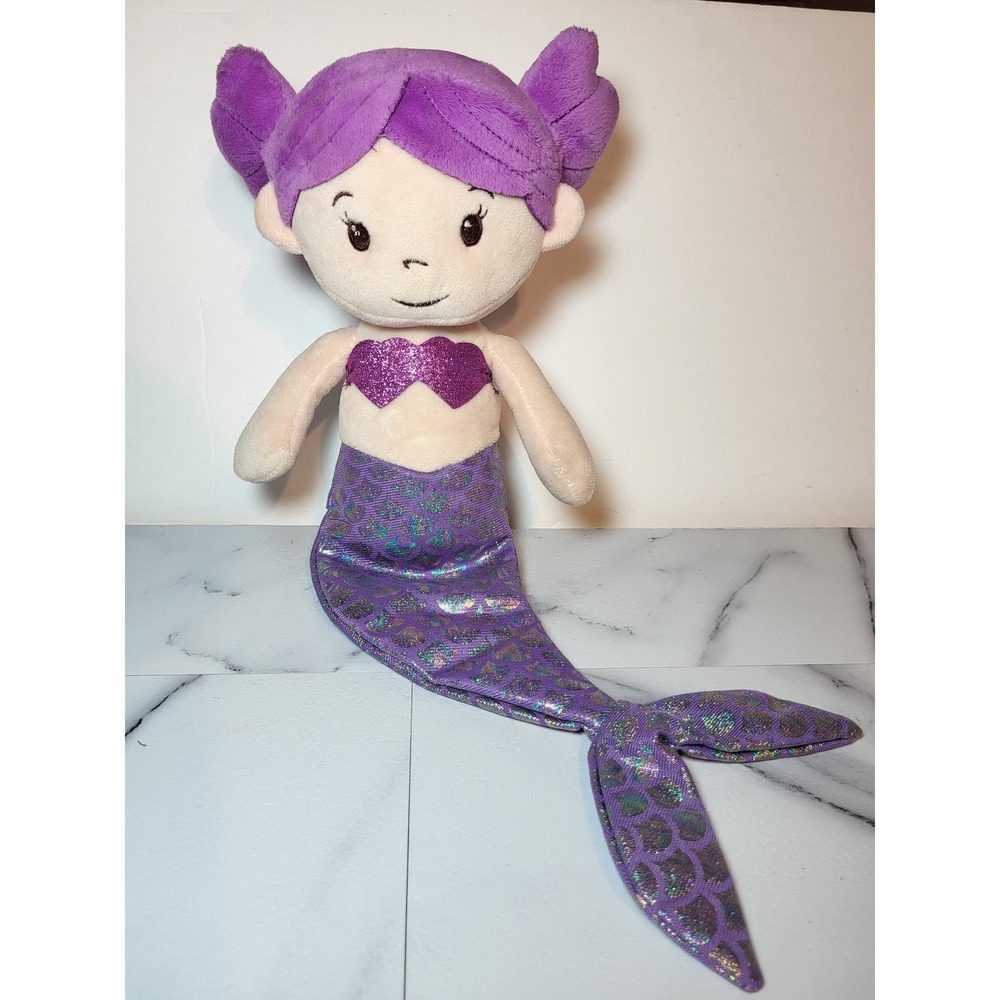 Dan Dee Purple Mermaid Plush Doll Shimmering Iridescent Tail Glitter Ocean Soft